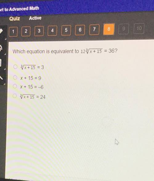Which equation is equivalent to 
PLEASE HELP