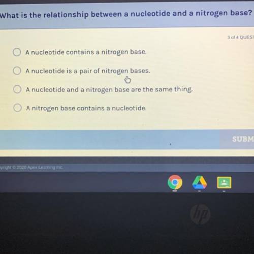 What is the relationship between a nucleotide and a nitrogen base?

A nucleotide contains a nitrog