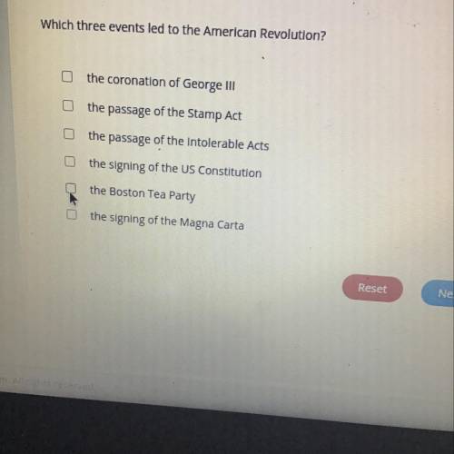 What 3 events led to the American revolution please answer