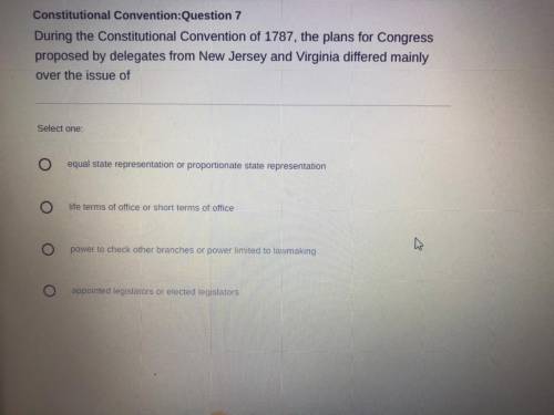 During the Constitutional Convention of 1787, the plans for Congress proposed by delegates from New
