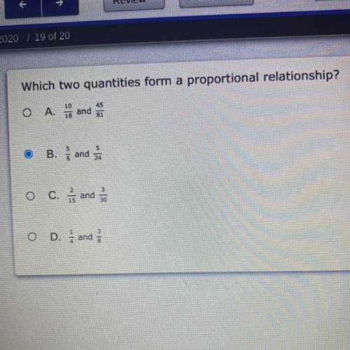 Which two quantities form a proportional relationship?
pls help asap ignore the answer i put
