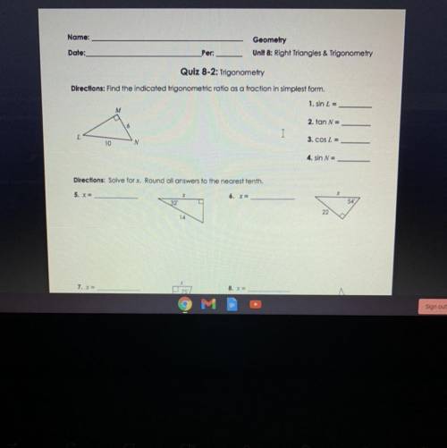 Unit 8: right triangles &trigometry quiz 8-2