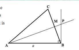 In equilateral ∆ABC length of the side is a. the perpendicular to side AB at point b intersect the