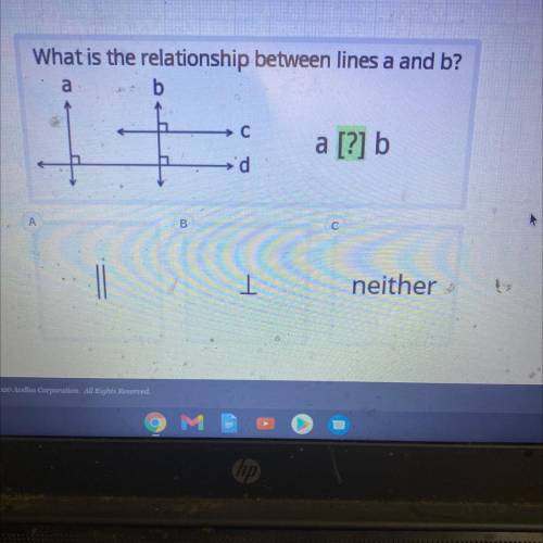 What is the relationship between lines a and b?