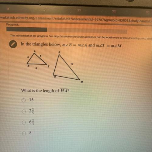 In the triangles below. What is the Length?