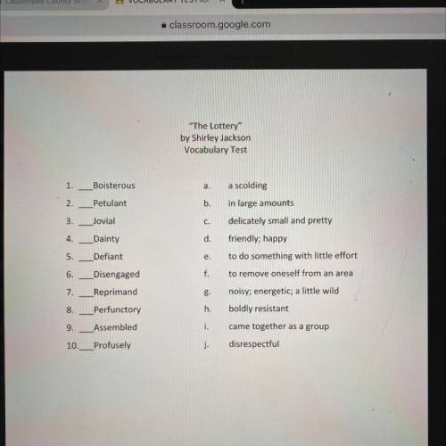 Can someone please help with my vocabulary test!