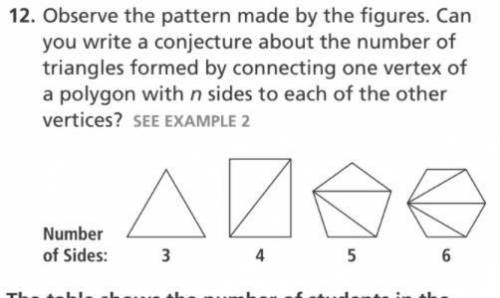 Observe the pattern made by the figures. Can you write a conjecture about the number of triangles f
