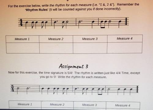 Assignment 2 For the exercise below, write the rhythm for each measure
