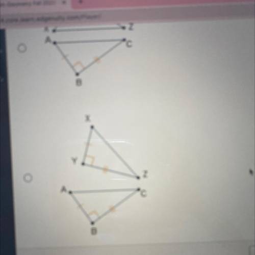 Which of these triangle pairs can be mapped to each other using both a translation and a rotation a