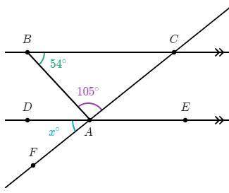 In the following diagram, BC is parrel to DE.
What is the measure of