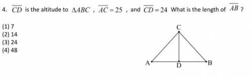 CD is the altitiude to △ABC, AC= 25, and CD= 24. What is the length of AB?