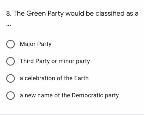 8. The Green Party would be classified as a ...