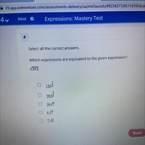 Select all the correct answers.

Which expressions are equivalent to the given expression?
V252
25