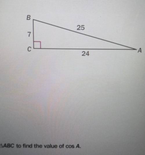 Use ABC to find the value of cos A