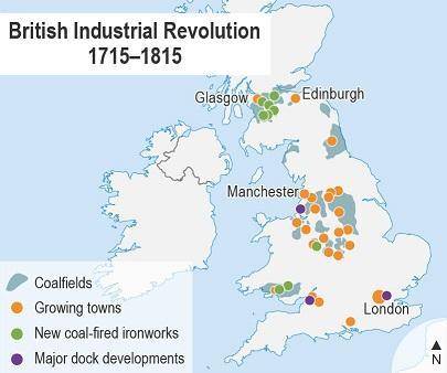 Refer to the map (file attachment).

How did environmental factors affect the Industrial Revolutio