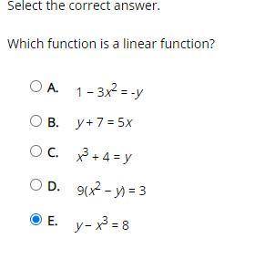 Can someone help me with this question?Which function is a linear function?