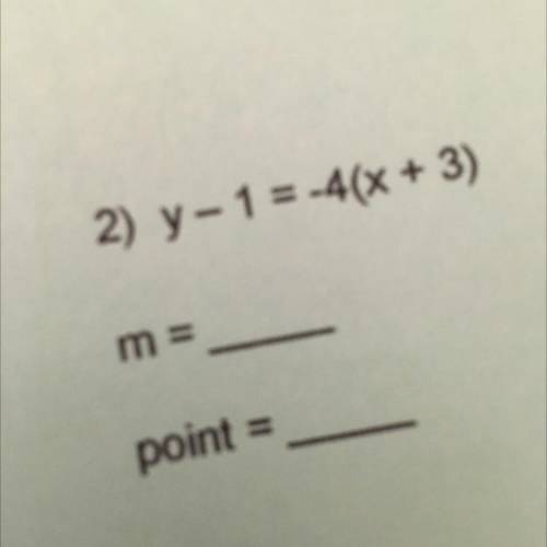 What is the slope and point of y-1=-4(x+3)