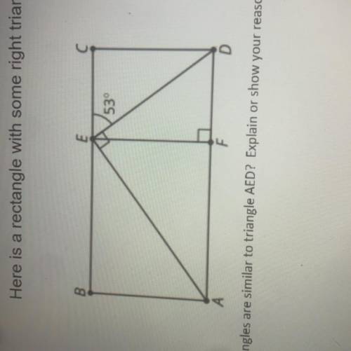 please help i’ll give brainliest ❤️ the question says “ which triangles are similar to triangle AED