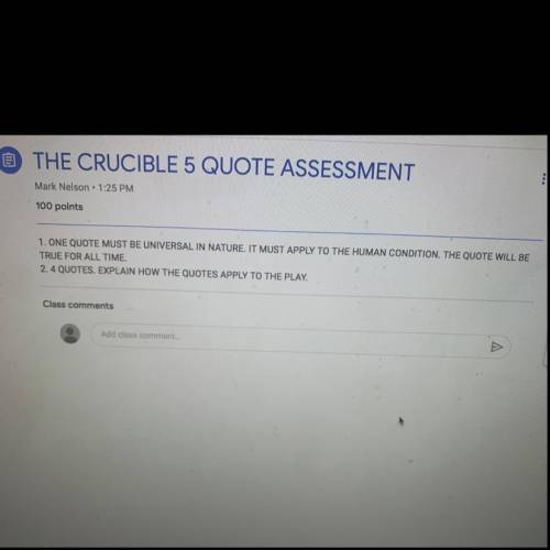 Can you please help me with this assignment for “The Crucible” By Arthur Miller? (I need this by 10