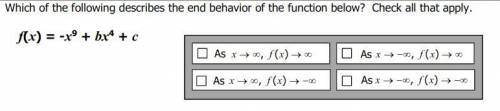 Which of the following describes the end behavior of the function below?