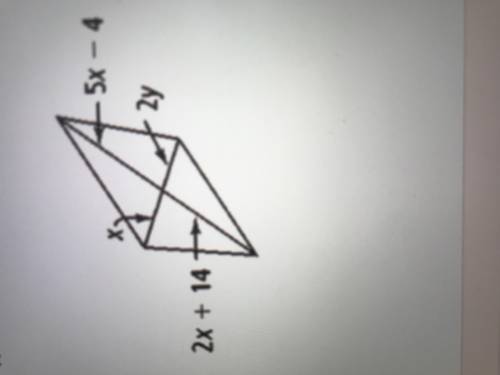 For what values of x and y must the figure below be a parallelogram?