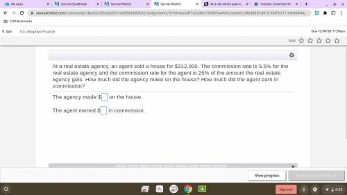 At a real estate agency, an agent sold a house for $.312,000 The commission rate is %5.5 for the