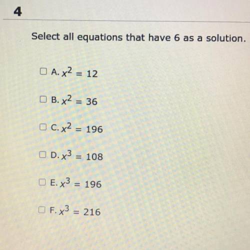 Select all equations that have 6 as a solution.