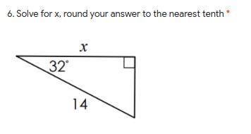 Solve for x, round your answer to the nearest tenth.