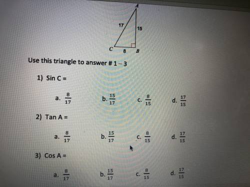 From the triangle what is the letter for each of these