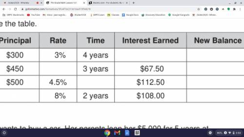 If the principal is $300 rate 3% time 4 years then what is the interest earned and the new balance