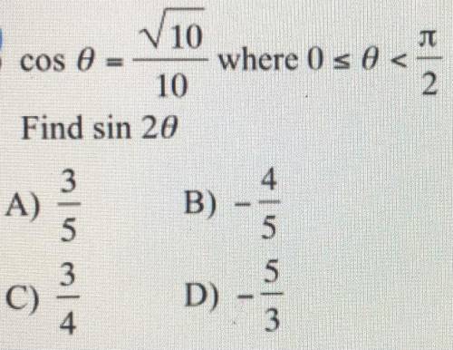 HELP

The formulas are:
sin2u = 2sinx cosx
tan2u = 2tanu / 1 - tan^2u
= sin2u / cos2u
cos2u =