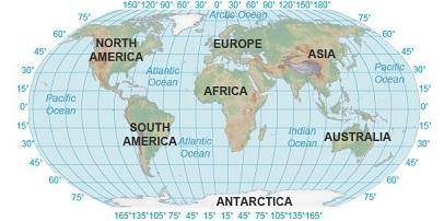 Where is the Pacific Ocean located?

only near 0° latitude
on the prime meridian
only south of the