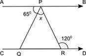 In the figure shown, line AB is parallel to line CD.

Part A: What is the measure of angle x? Show