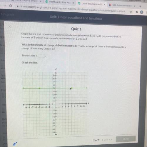 Graph the line that represents a proportional relationship between d and t with the property that a