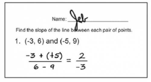 Jeb used the slope formula to determine the slope of a line passing through two points. Do you agre