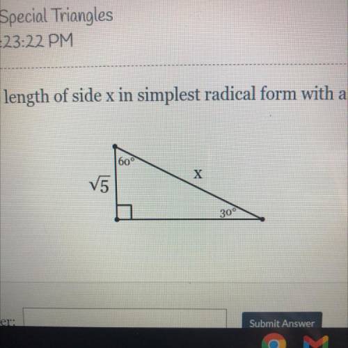 Anyone know how to find the length of x using the 30,60,90 method?