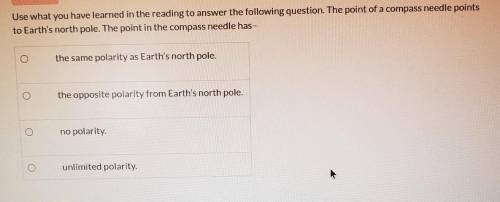 Use what you have learned in the reading to answer the following question. the point of a compass n