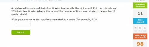 An airline sells coach and first-class tickets. Last month, the airline sold 416 coach tickets and