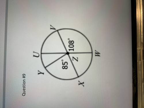 Can someone please help me??
Find the measure of central angle YZU