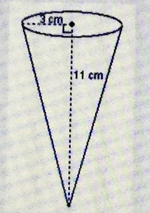 An ice cream cone is shown. What is the volume of the ice cream cone? Use 3.14 for x
 

A. 310.86cm