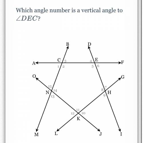 Which angle number is a vertical angle to