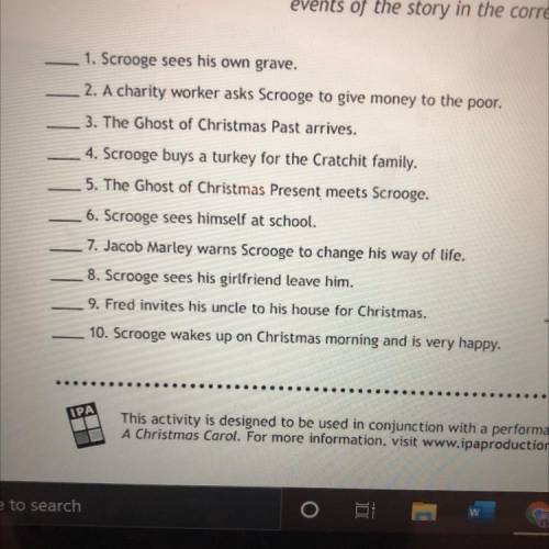 What is the order of events in Christmas carol? Pls helppppp