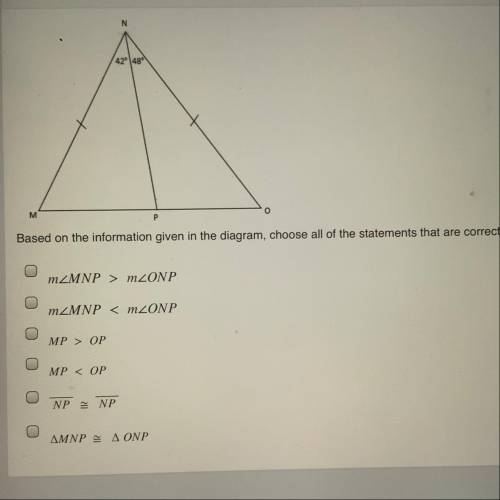 Based on the information given in the diagram, choose all of the statements that are correct.

mZM