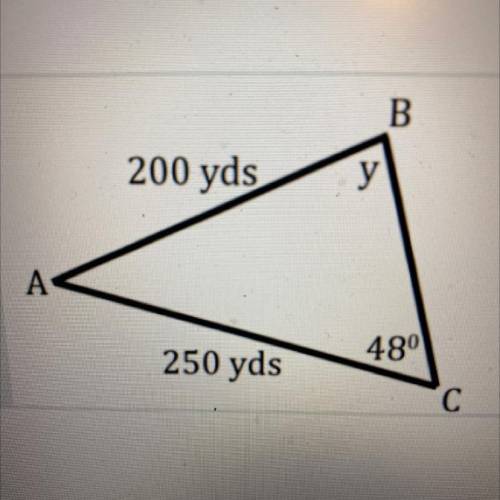 I would use this strategy to find y.

Triangle Sum Theorem
Pythagorean Theorem
Law of Sines
Law of