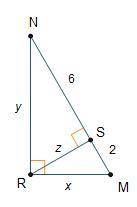 Triangle MRN is created when an equilateral triangle is folded in half.

Triangle N R M is shown.