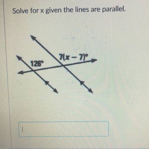 Solve for x given the lines are parallel.
7(x - 710
126°