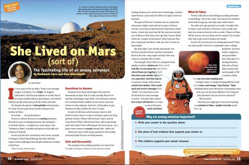 Write a brief summary (1 paragraph in length) of the text She Lived on Mars (sort of)