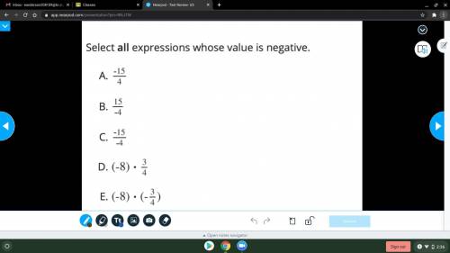 Select all expressions whose value is negative