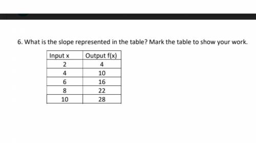 PLEASE HELP ASAP! 
what is the slope represented in the table?