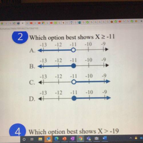 Which option best shows X greater than or equal to -11